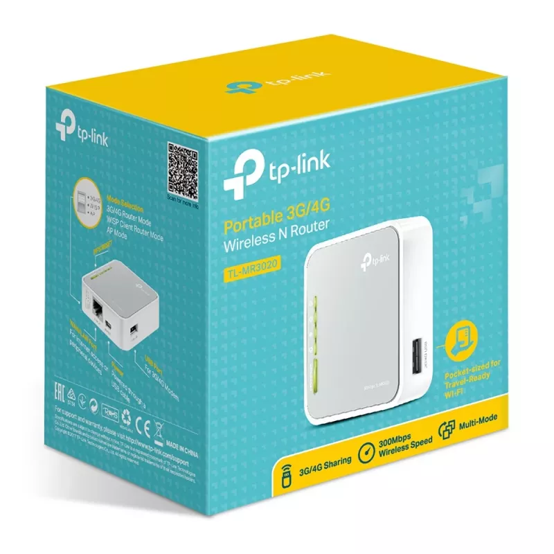 TP-Link TL-MR3020 WLAN-reititin Fast Ethernet yksikaista (2,4 GHz) 4G hopea, valkoinen