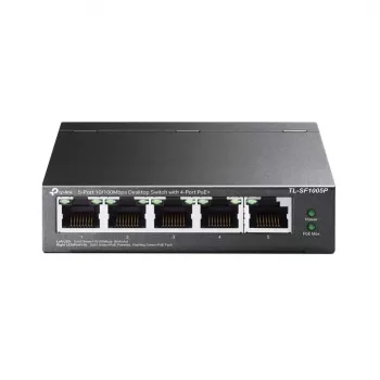 TP-Link 5-porttinen 10/100Mbps työpöytä-PoE-kytkin 4-porttisella, hallitsematon, Fast Ethernet (10/100), täysduplex, Power over Ethernet (PoE)
