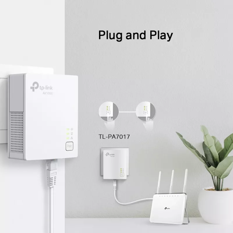 TP-Link TL-PA7017 KIT PowerLine-verkkosovitin 1000 Mbit/s Ethernet LAN valkoinen 2 kpl