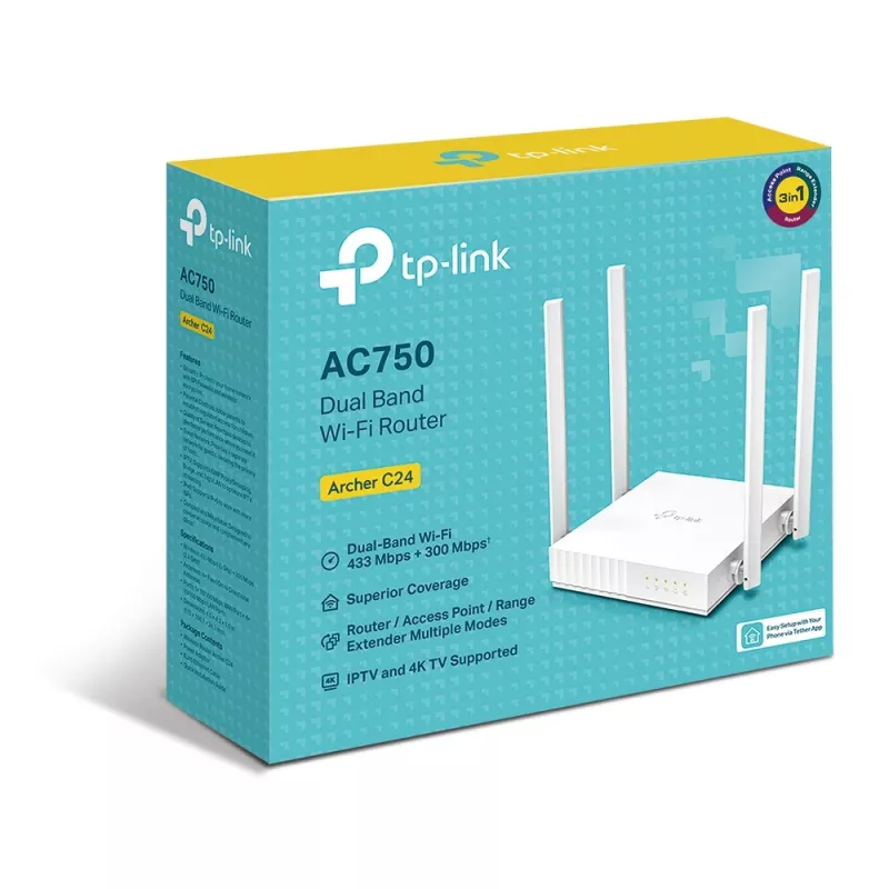 TP-Link ARCHER C24 WLAN-reititin Fast Ethernet dual band (2,4 GHz / 5 GHz) valkoinen