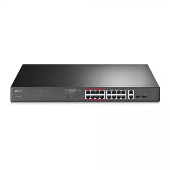 TP-Link 16-porttinen 10/100Mbps + 2-porttinen gigabit hallitsematon PoE-kytkin