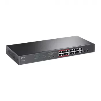 TP-Link 16-porttinen 10/100Mbps + 2-porttinen gigabit hallitsematon PoE-kytkin