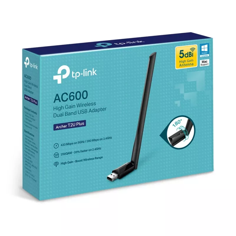 Langaton USB WiFi-sovitin TP-Link AC600 High Gain ARCHER T2U PLUS