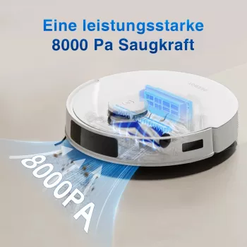 Robotti-imuri Ecovacs DEEBOT N20 — LDS-navigointi, 8000 Pa, 5200 mAh, 300 min käyttöaika, OZMO-moppaus, 0.4 L pölysäiliö, valkoinen
