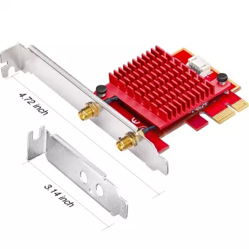 Sisäinen WLAN/Bluetooth PCIe -verkkokortti Cudy WE3000S — tri-band 2.4/5/6 GHz, Intel AX210, Bluetooth 5.2, 2400 Mbit/s, Full-Height/Low-Profile
