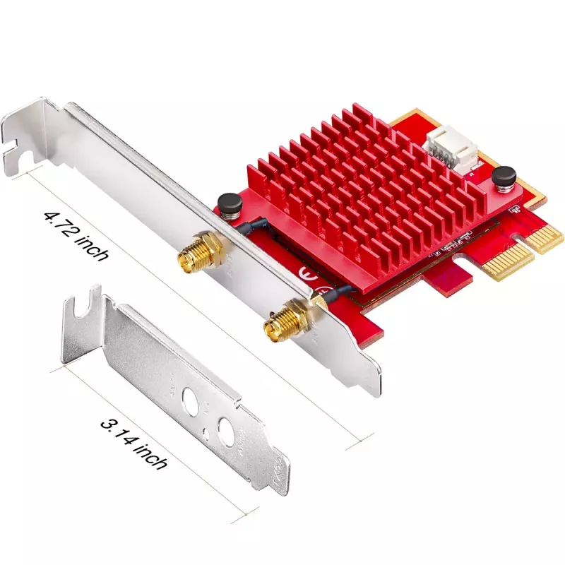 Sisäinen WLAN/Bluetooth PCIe -verkkokortti Cudy WE3000S — tri-band 2.4/5/6 GHz, Intel AX210, Bluetooth 5.2, 2400 Mbit/s, Full-Height/Low-Profile