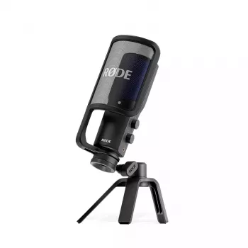 Kondensaattori-USB-PC-mikrofoni RØDE NT-USB+ — herttakuvio, 24 bit/48 kHz, 20–20000 Hz, 3,5 mm kuulokelähtö, USB-C, musta