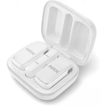 Langaton mikrofonijärjestelmä Rode Wireless Micro Lightning – omnidirektionaalinen, 48 kHz/24-bit, 7 h akku, 100 m kantama, valkoinen