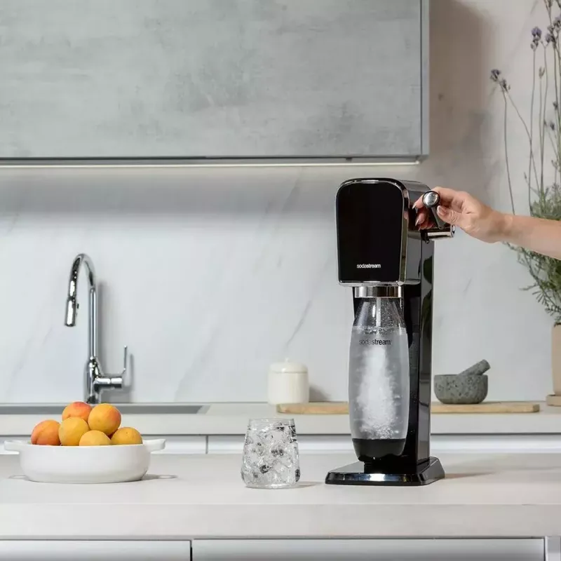 SodaStream ART musta Steel -hiilihapotuslaite 1 L, hiilidioksidisylinteri 60 L