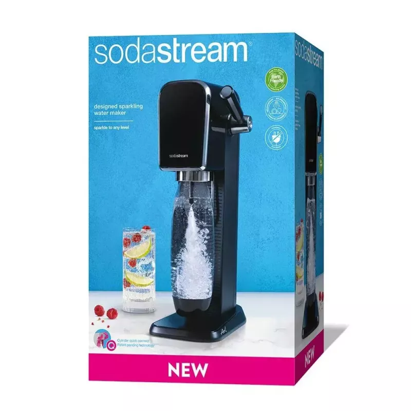SodaStream ART musta Steel -hiilihapotuslaite 1 L, hiilidioksidisylinteri 60 L