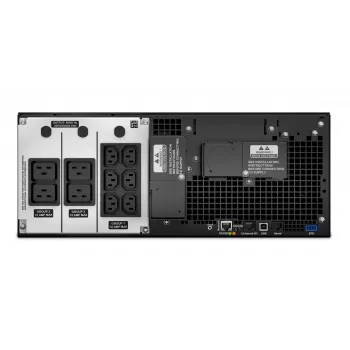 APC Smart-UPS On-Line SRT6KRMXLI - 6kW/VA, 6x C13 + 4x C19 + kiinteä johdotus 1-vaihe lähtö, räkkiasennus, integroitu NMC
