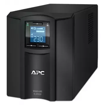 APC Smart-UPS C, Line Interactive, 2000VA, Tower, 230V, 6x IEC C13+1x IEC C19 lähdöt, USB- ja sarjaviestintä, AVR, graafinen LCD