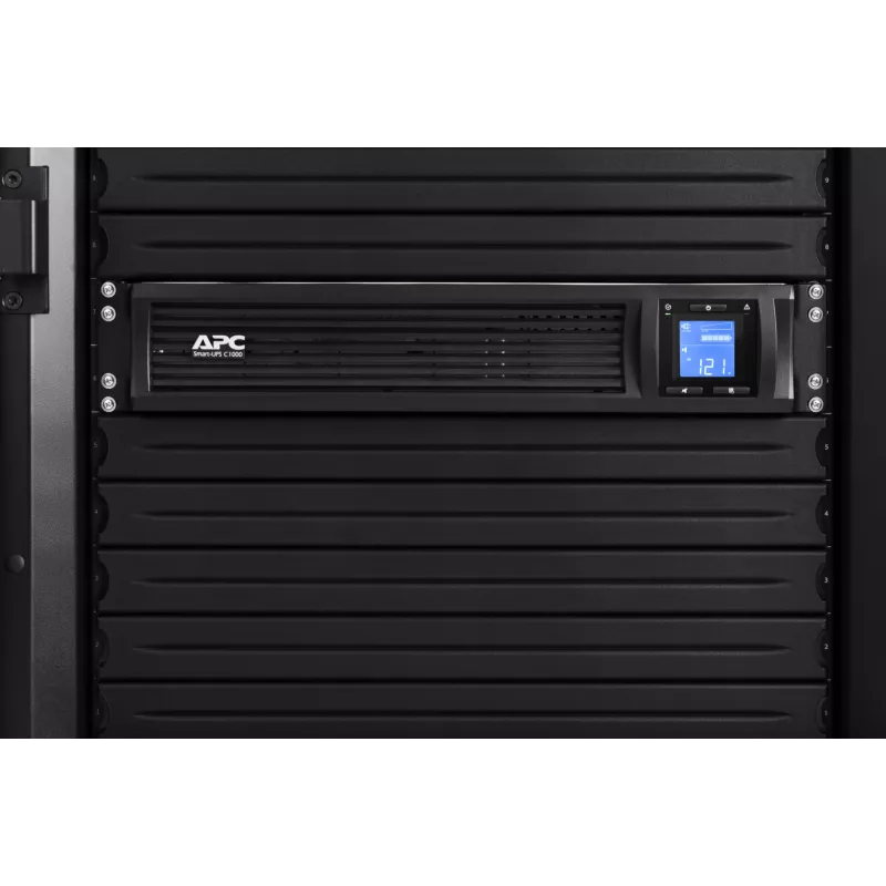 APC Smart-UPS C, Line Interactive, 1000VA, Rackmount 2U, 230V, 4x IEC C13 lähdöt, SmartConnect-portti, USB- ja sarjaviestintä, AVR, graafinen LCD