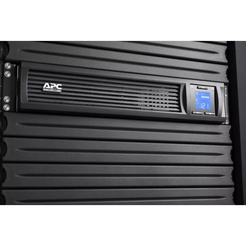 APC Smart-UPS C, Line Interactive, 1000VA, Rackmount 2U, 230V, 4x IEC C13 lähdöt, SmartConnect-portti, USB- ja sarjaviestintä, AVR, graafinen LCD