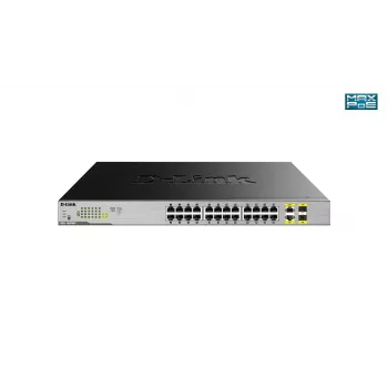 D-Link 24-porttinen työpöytä Gigabit hallitsematon PoE-kytkin ja 2 x 100/1000 Mbps Combo-porttia