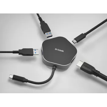D-Link 4-in-1 USB-C-keskitin HDMI:llä ja Power Delivery -toiminnolla