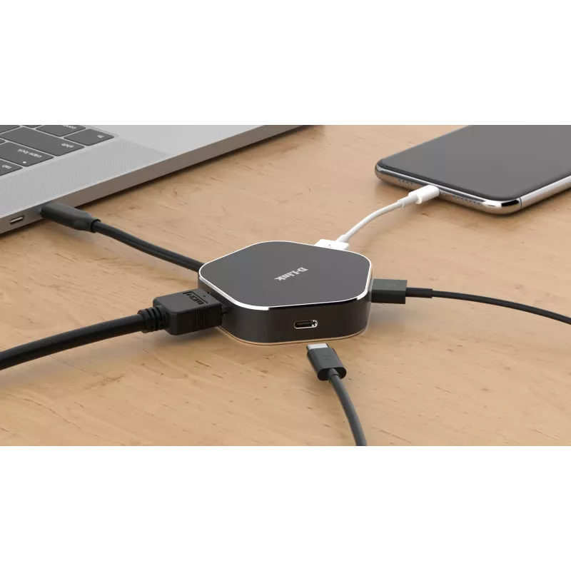 D-Link 4-in-1 USB-C-keskitin HDMI:llä ja Power Delivery -toiminnolla