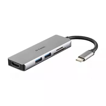 D-Link 5-in-1 USB-C-keskitin HDMI:llä ja SD/microSD-kortinlukijalla