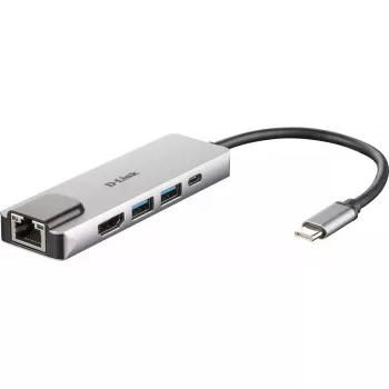D-Link 5-in-1 USB-C-keskitin HDMI/Ethernetillä ja Power Delivery -toiminnolla