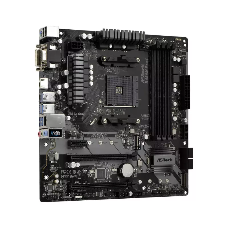 Emolevy ASRock B450M PRO4 AMD B450 kanta AM4 micro ATX