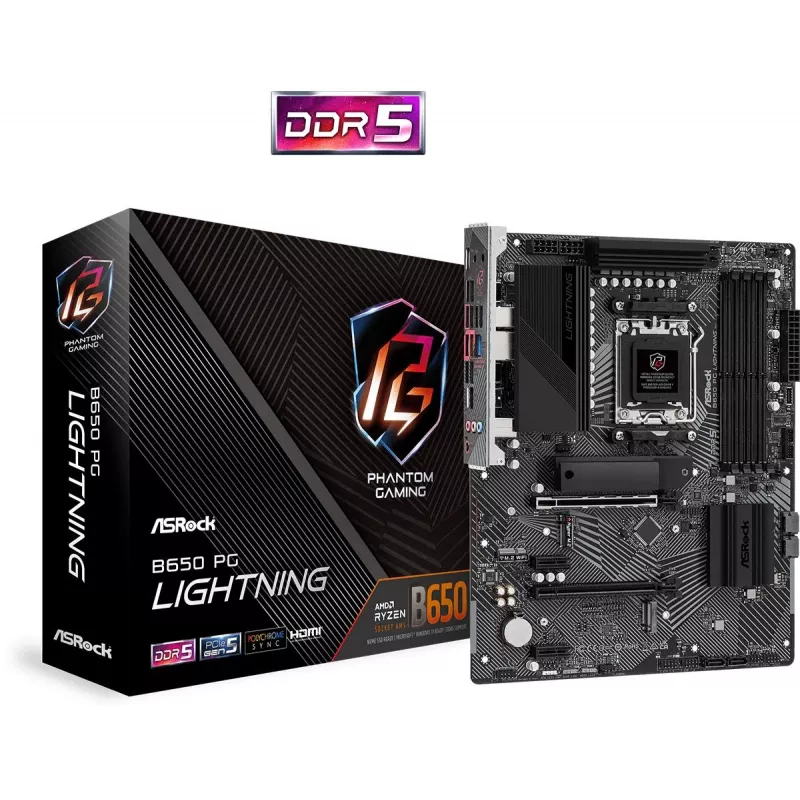 ASRock emolevy B650 PG Lightning AM5 AMD B650 USB 3.2 SATA 3 7.1ch HD Audio ATX