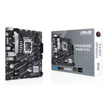 Emolevy ASUS PRIME B760M-K D4 — Intel B760, LGA 1700, Micro ATX, 2x DDR4 DIMM, 64 GB, M.2, SATA III, 2.5Gb Ethernet