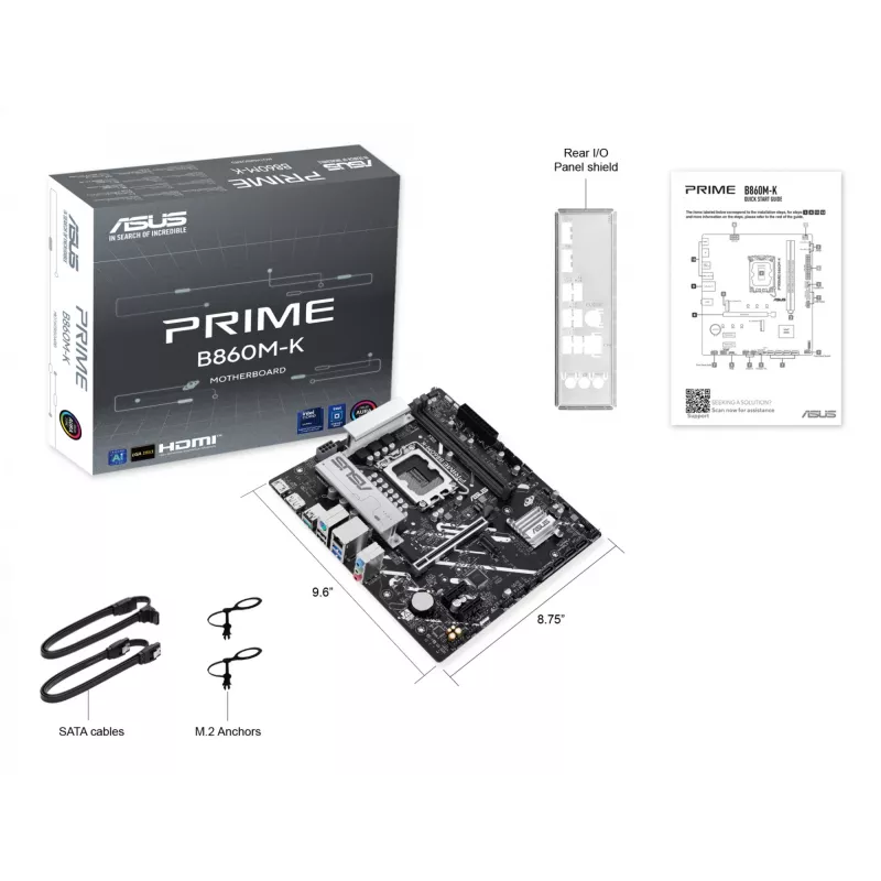 Emolevy ASUS PRIME B860M-K — Intel B860, LGA 1851, micro ATX, DDR5, 2x M.2, 2 DIMM, 2.5Gb LAN
