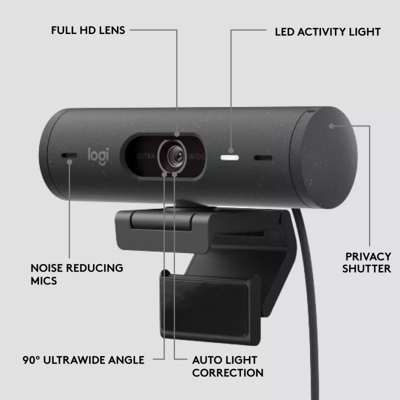 LOGITECH Brio 500 Full HD -web-kamera grafiitti