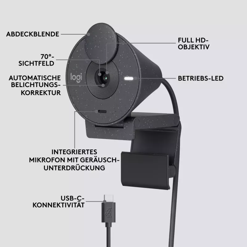 LOGITECH Brio 300 Full HD -web-kamera - grafiitti