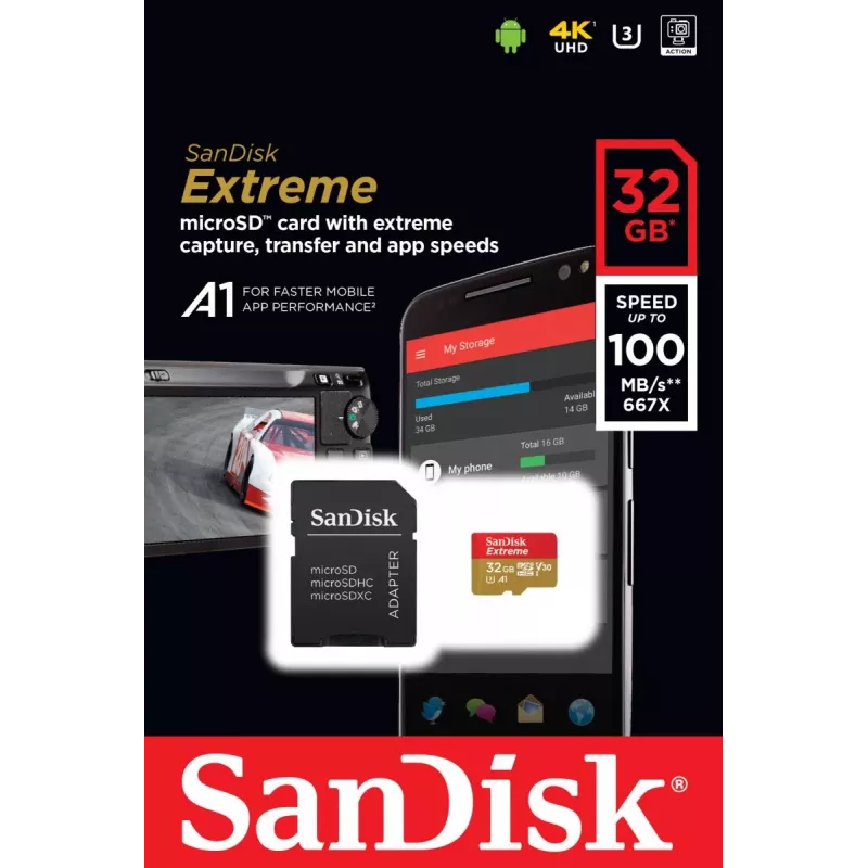 Flash-muisti SanDisk 32 GB MicroSDHC UHS-I Class 10 SDSQXAF-032G-GN6MA
