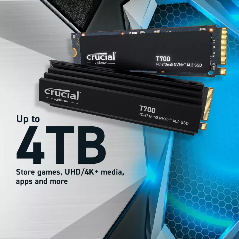 SSD - Crucial T700 - 4 TB - PCIe Gen5 x4 - M.2 2280