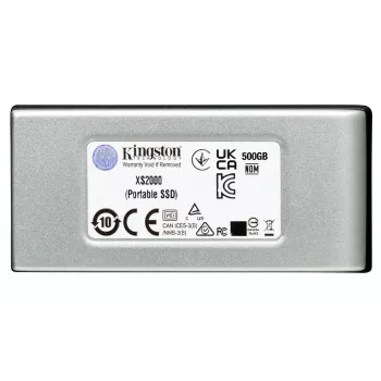 Kingston Technology 2000G kannettava SSD XS2000, 2 TB, USB Type-C, 3.2 Gen 2 (3.1 Gen 2), 2000 MB/s, musta, hopea