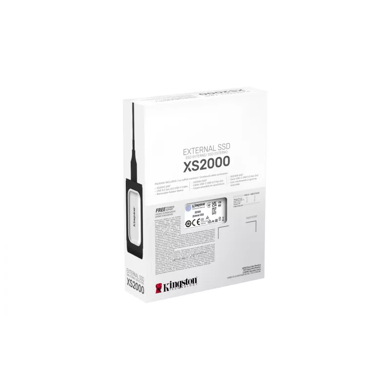 Kingston Technology 1000G kannettava SSD XS2000, 1 TB, USB Type-C, 3.2 Gen 2 (3.1 Gen 2), 2000 MB/s, musta, hopea