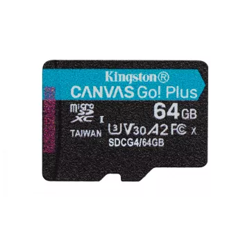 Kingston Technology 64GB microSDXC Canvas Go Plus Gen4 200MB/s A2 U3 V30 -kortti + adapteri