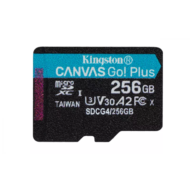 Kingston Technology 256GB microSDXC Canvas Go Plus Gen4 200MB/s A2 U3 V30 -kortti + adapteri