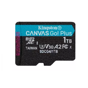 Kingston Technology 1TB microSDXC Canvas Go Plus Gen4 200MB/s A2 U3 V30 -kortti + adapteri