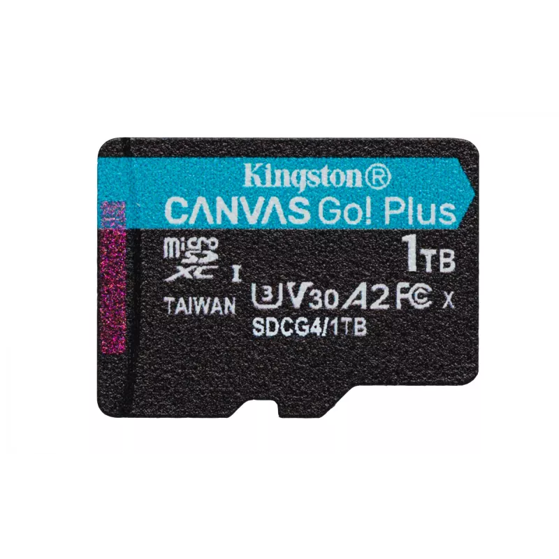Kingston Technology 1TB microSDXC Canvas Go Plus Gen4 200MB/s A2 U3 V30 -kortti + adapteri