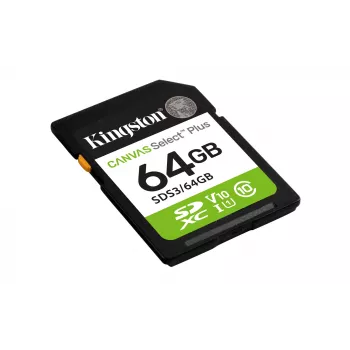 Kingston Technology 64GB SDXC Canvas Select Plus Gen3 100MB/s C10 UHS-I U1 V10