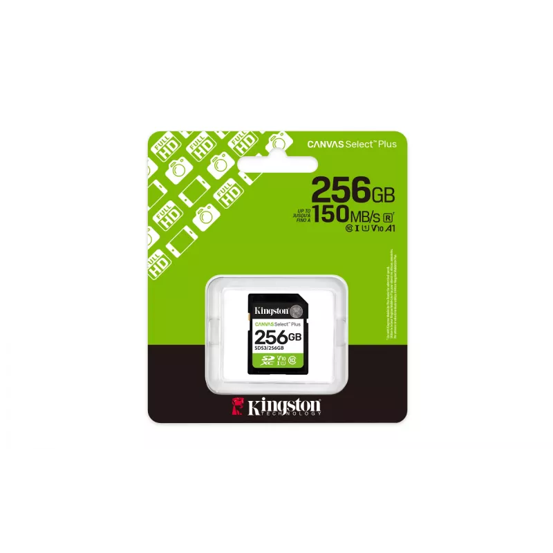 SDXC-muistikortti KINGSTON Canvas Select Plus Gen3 256GB SD UHS-I 150MB/s C10 U1 V10