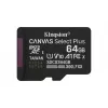 Kingston Technology 64GB microSDXC Canvas Select Plus Gen3 100MB/s A1 -kortti + adapteri