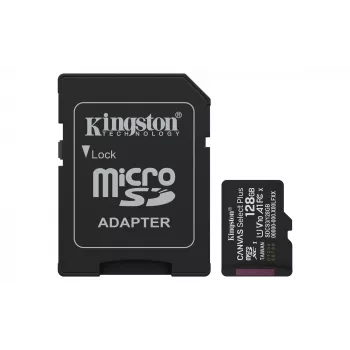 Kingston Technology 128GB microSDXC Canvas Select Plus Gen3 150MB/s A1 -kortti + adapteri