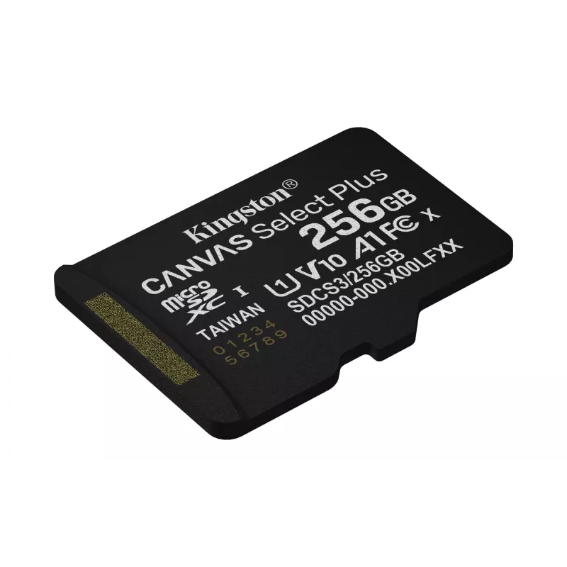 MicroSDXC-muistikortti KINGSTON 256 GB UHS-I Canvas Select Plus Gen3, Class 10, 150 MB/s, A1, V10