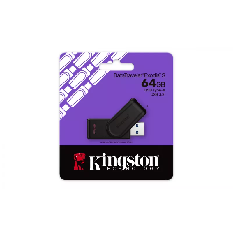 Kingston Technology DataTraveler 64GB kannettava USB 3.2 Gen 1 Exodia S (musta/musta)