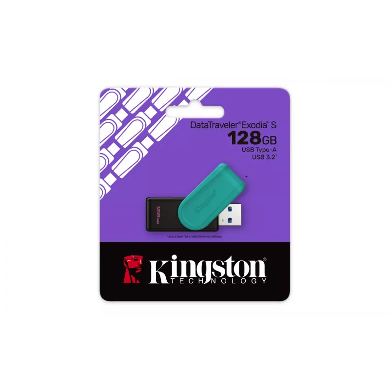 Kingston Technology DataTraveler 128GB kannettava USB 3.2 Gen 1 Exodia S (musta/turkoosi)