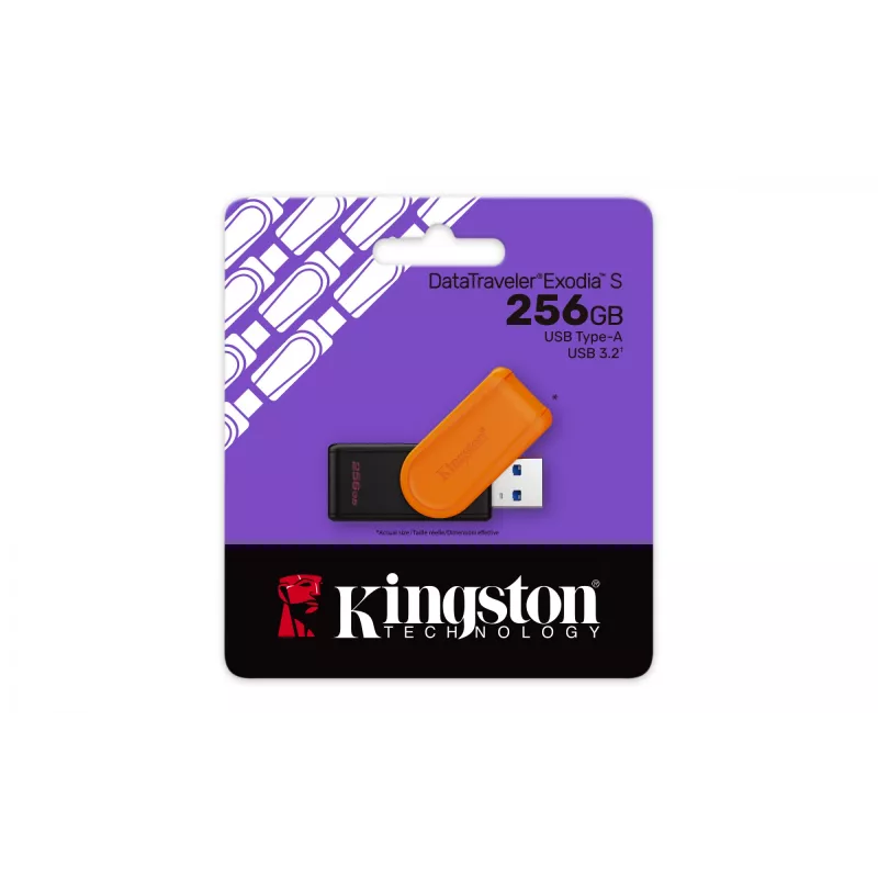 Kingston Technology DataTraveler 256GB kannettava USB 3.2 Gen 1 Exodia S (musta/oranssi)