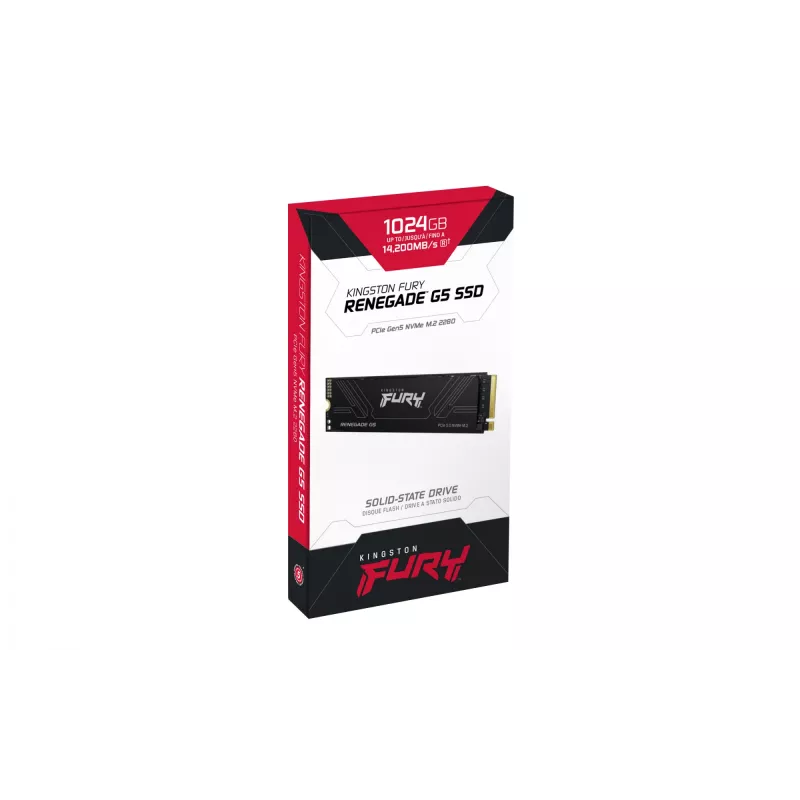 Kingston Technology FURY Renegade G5 SSD-levy 1 TB, M.2 2280, NVMe PCIe 5.0, luku/kirjoitus 14200/11000 MB/s, 3D TLC