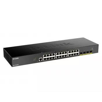 D-Link 24-porttinen Gigabit Smart Managed -kytkin 4x 10G SFP+, Managed, L3, Gigabit Ethernet (10/100/1000), täysiduplex, rack-asennus