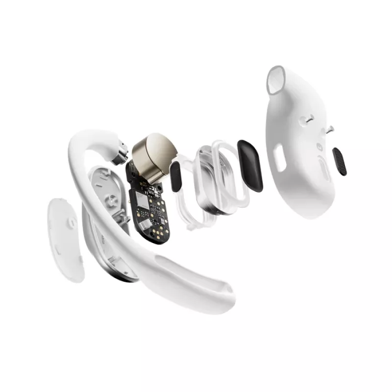 SHOKZ OpenFit Air, valkoinen, headset, langaton, korvakoukku, puhelut / musiikki / urheilu / arki, Bluetooth, valkoinen