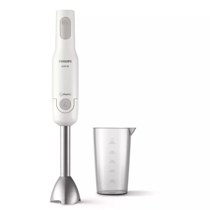 Sauvasekoitin Philips HR2534/00 — 650 W, 2 nopeutta, pulse, metallivarsi, valkoinen