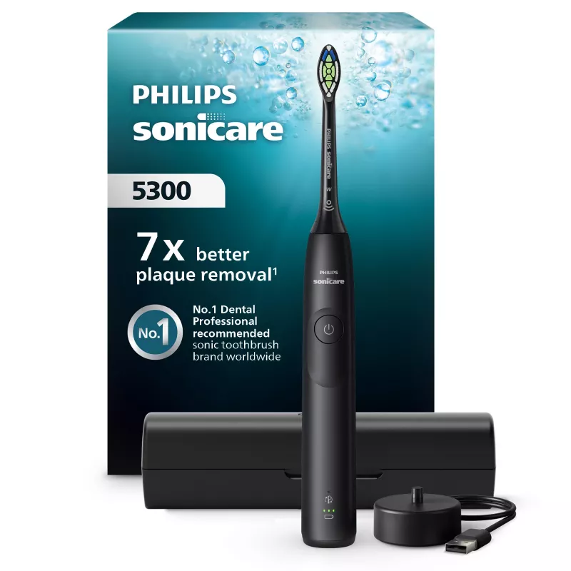 Ääniaaltohammasharja Philips Series 5300 HX7101/02 — ääniaalto, 62 000 liikettä/min, 3 nopeutta, 2 min ajastin, musta